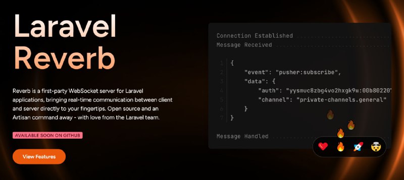 Laravel ReverbПервые новости о новом пакете от команды Тейлора: супербыстрый масштабируемый вебсокет сервер для Laravel.
