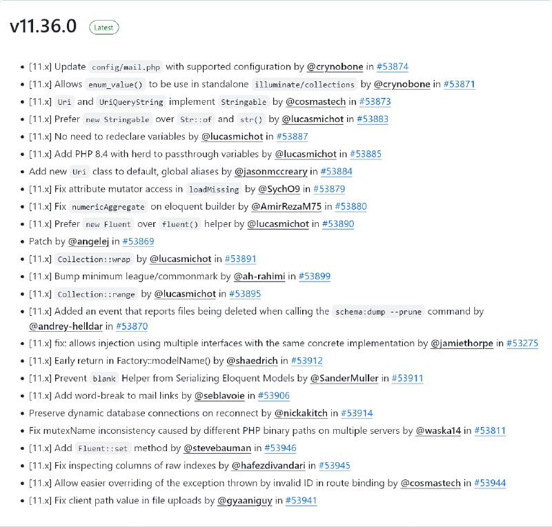 Релиз Laravel 11.36