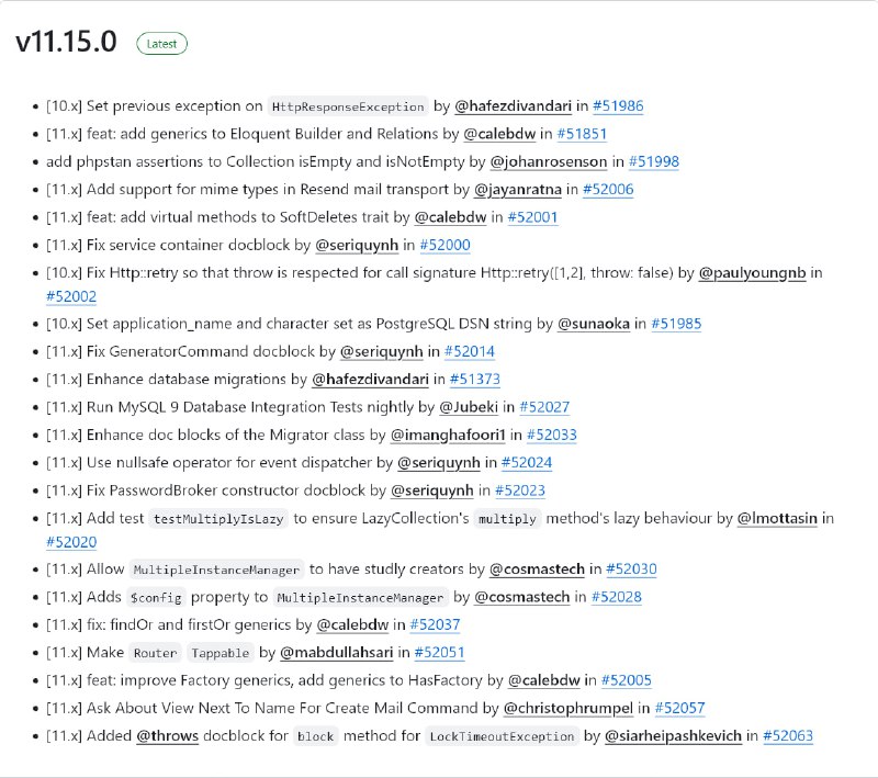 Релиз Laravel 11.15