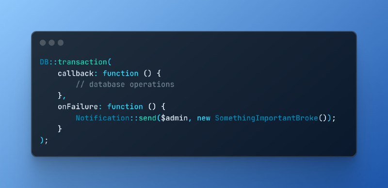 Обработка ошибок транзакций в Laravel 12.9