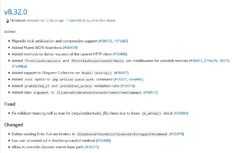 Релиз Laravel 8.32