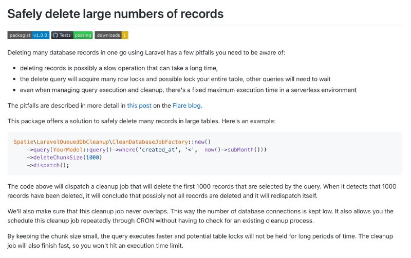 Релиз Laravel Queued DB Cleanup