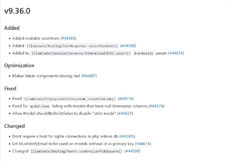 Релиз Laravel 9.36