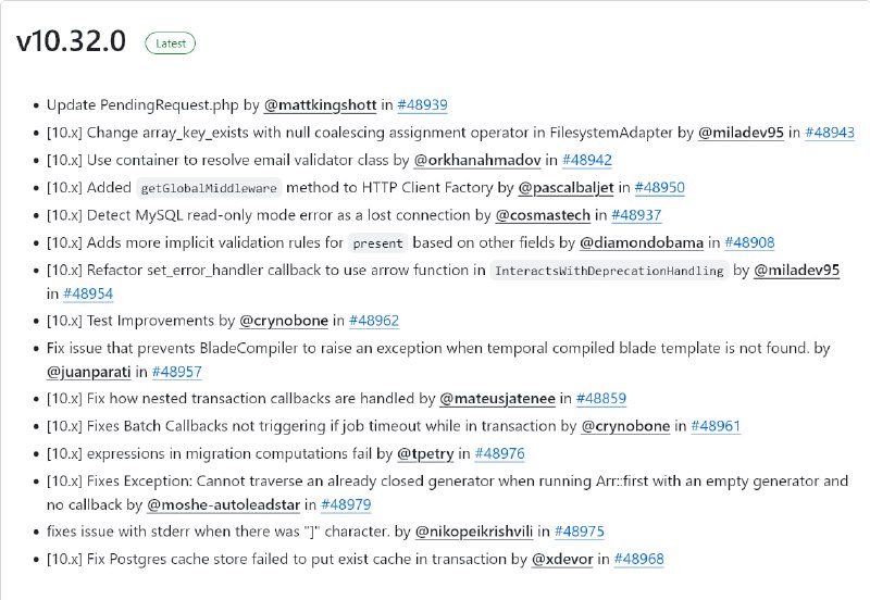 Релиз Laravel 10.32