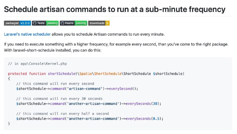 Laravel Short Schedule