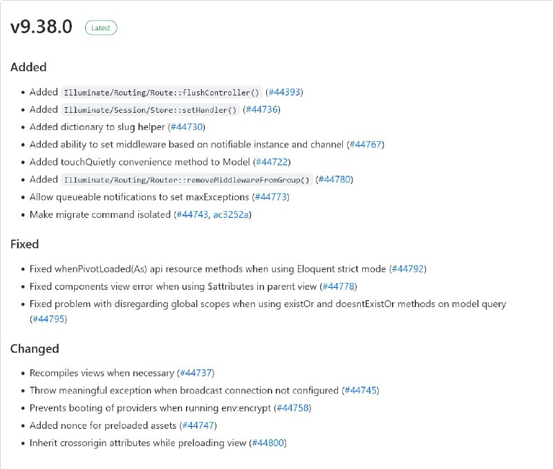 Релиз Laravel 9.38