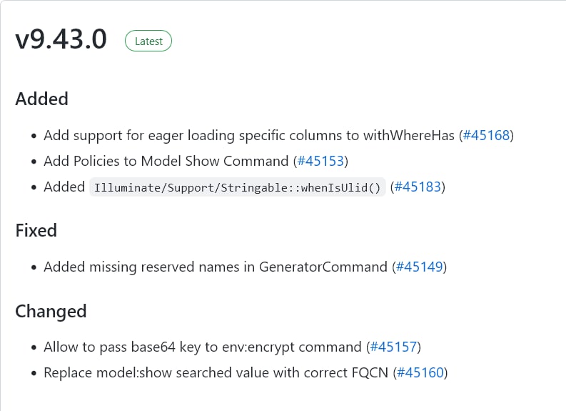 Релиз Laravel 9.43