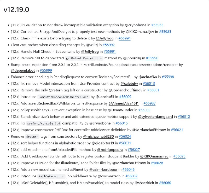 Релиз Laravel 12.19