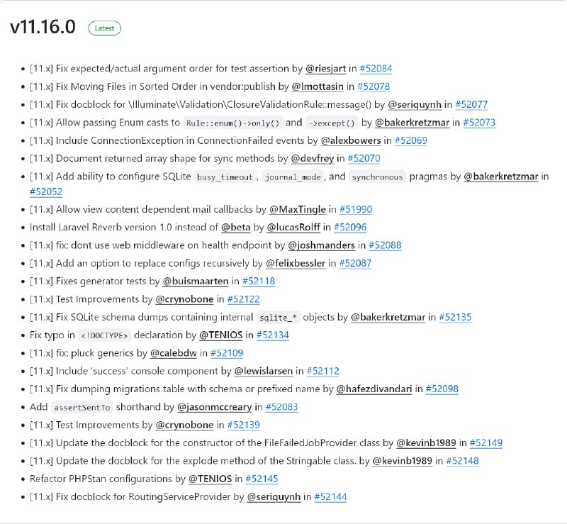 Релиз Laravel 11.16
