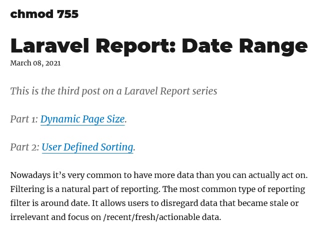 Отчеты Laravel: диапазон дат