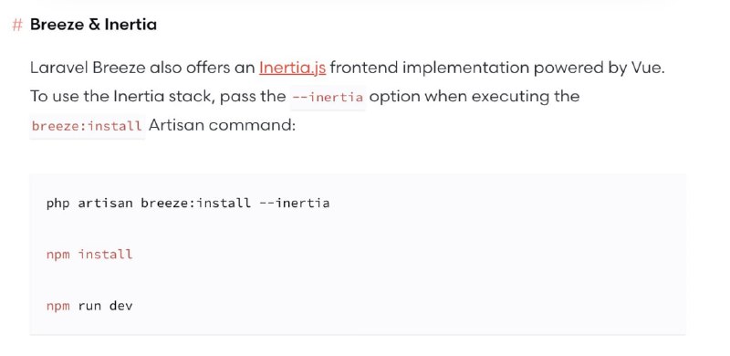 Релиз Laravel Breeze 1.1Добавлена поддержка Inertia.js