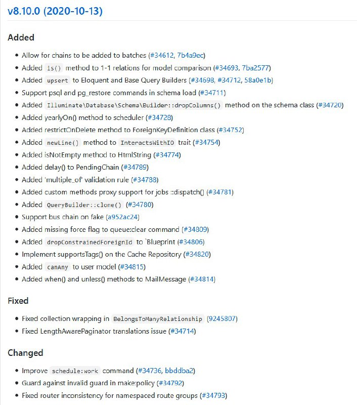 Релиз Laravel 8.10
