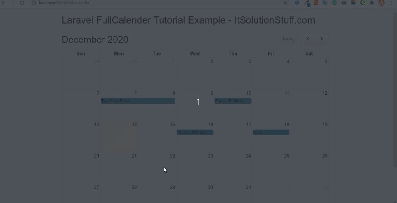 Laravel 8 Fullcalendar with Create|Edit|Delete Event Example