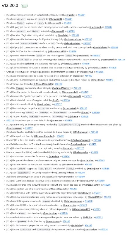Релиз Laravel 12.20