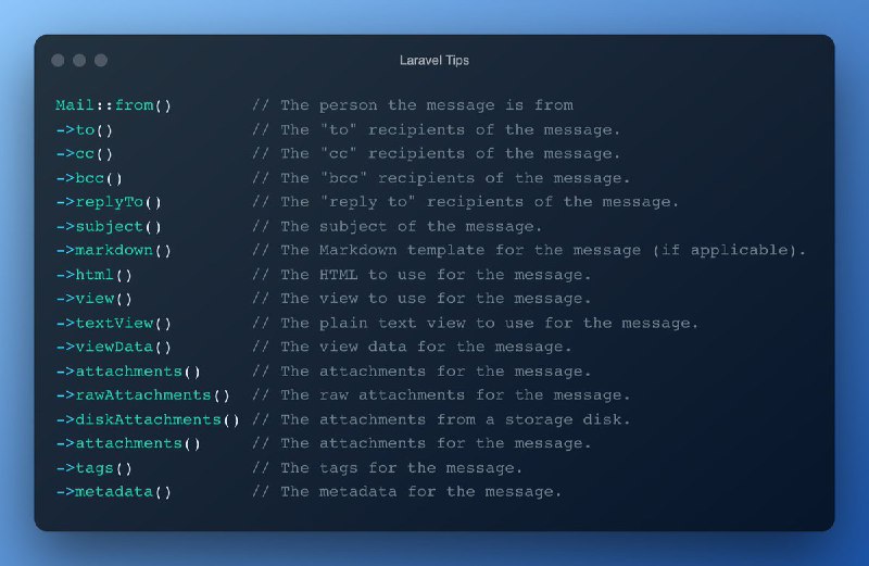 Шпаргалка по Laravel Mail