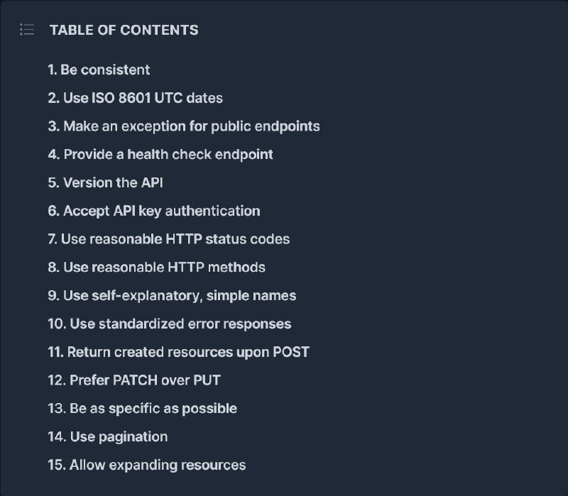 15 советов по разработке REST APIПри создании API с нуля вам нужно продумать множество деталей. От основ безопасности до использования правильных методов HTTP, реализации аутентификации, принятия решения о том, какие запросы и ответы вы должны принимать и возвращать, и так далее.В этой статье я сжато расскажу как создать хороший правильный API, которым останутся довольны ваши пользователи. Все советы не зависят от языка, поэтому они применимы к любой платформе или технологии.статья на английском