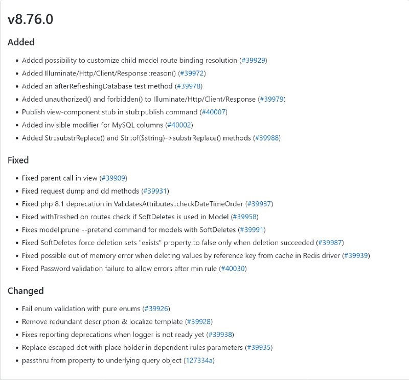 Релиз Laravel 8.76