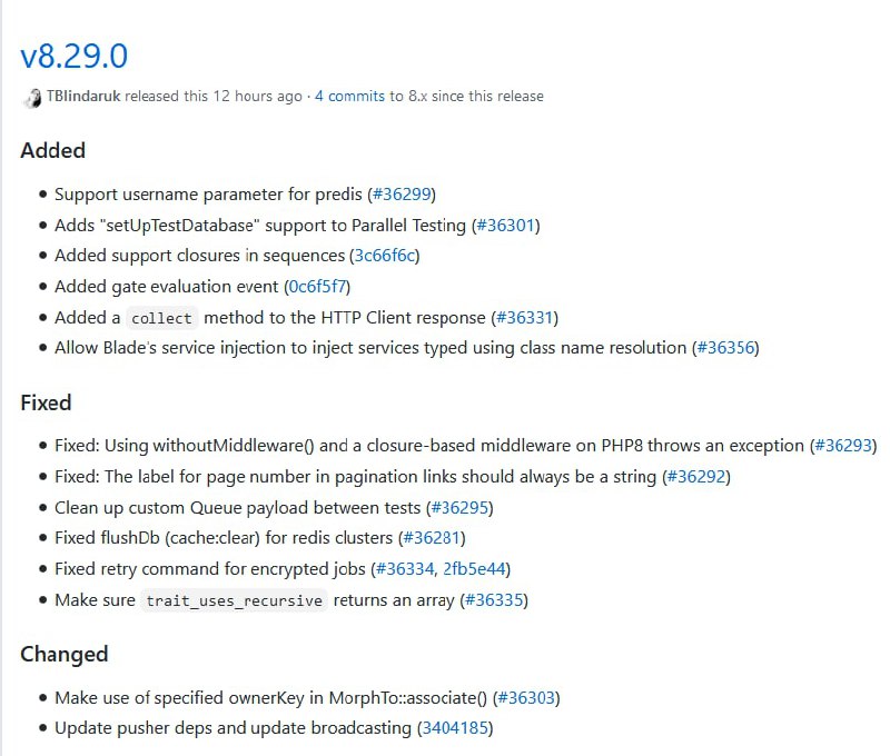 Релиз Laravel 8.29