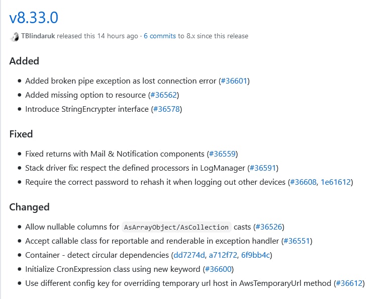Релиз Laravel 8.33