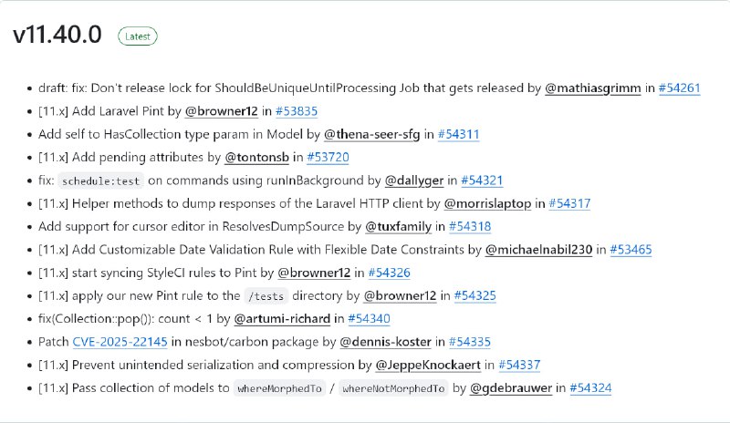 Релиз Laravel 11.40