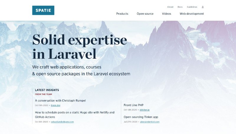 Spatie выложили исходник своего сайта. Интеграция с Vimeo, Paddle, GitHub Amazon, Mailcoach, Nova, и т.д.