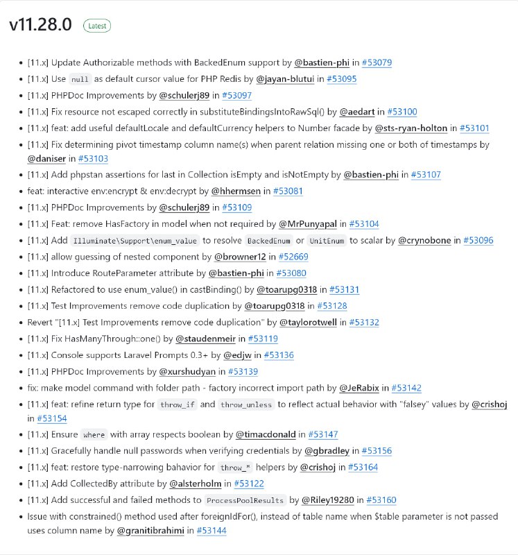Релиз Laravel 11.28