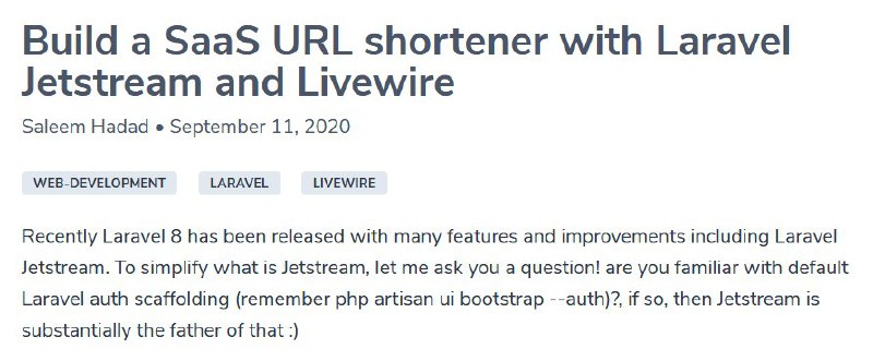Пишем Saas-приложение на Jetstream and Livewire