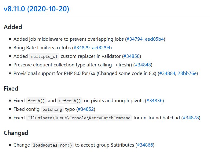 Релиз Laravel 8.11