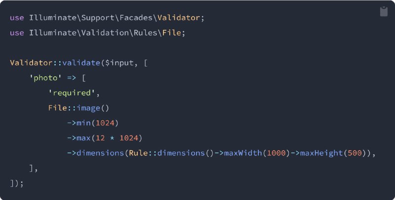Конструктор для валидации файловДобавлен в Laravel 9.21.5.