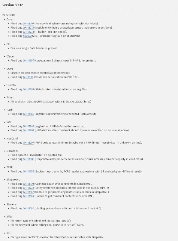 Релиз PHP 8.2.12