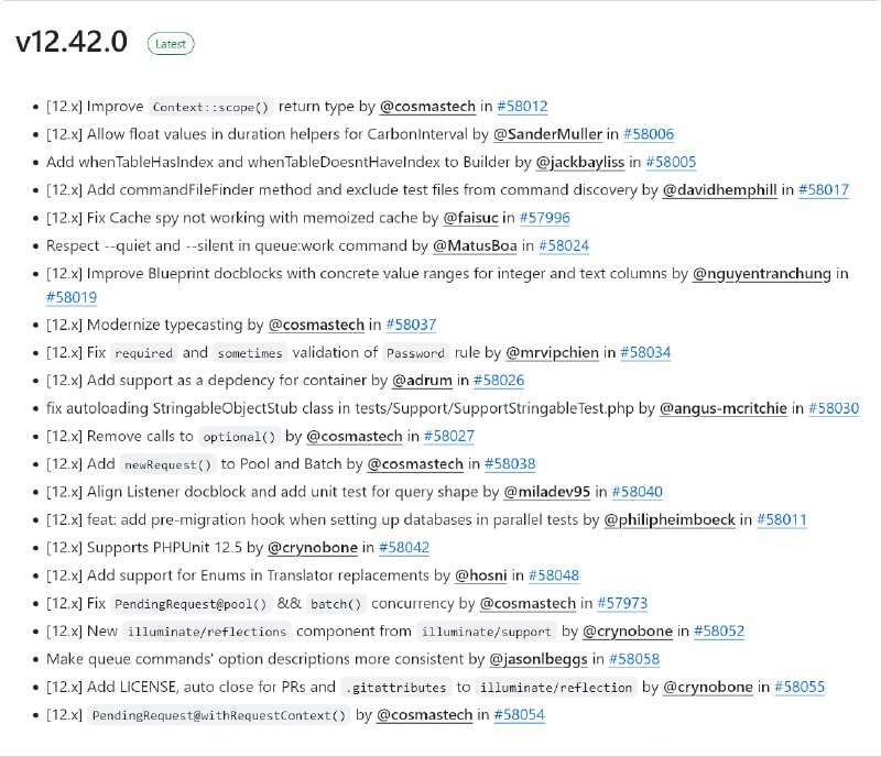 Релиз Laravel 12.42