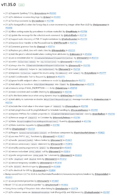 Релиз Laravel 11.35