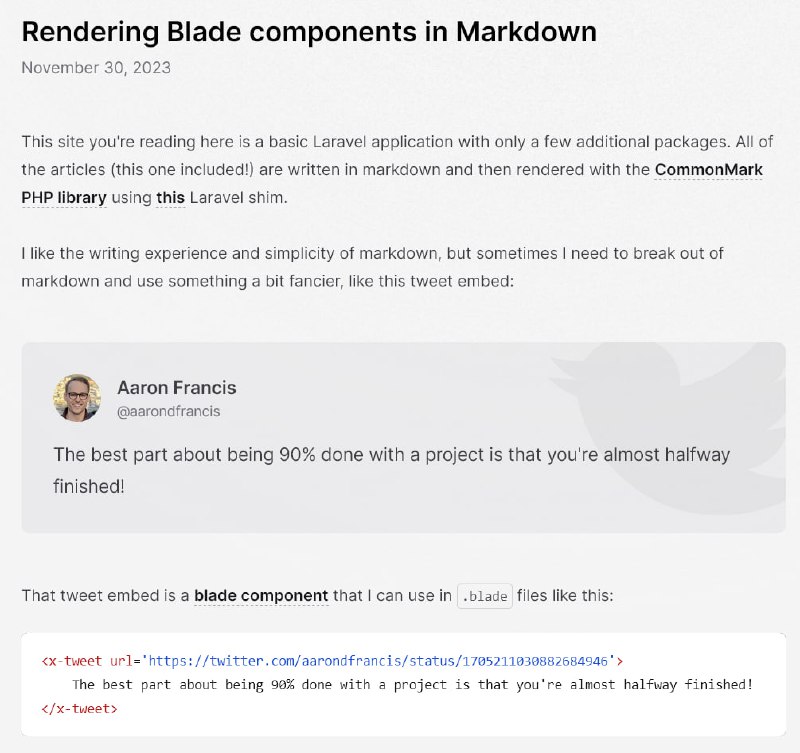 Рендер blade-компонентов в Markdown
