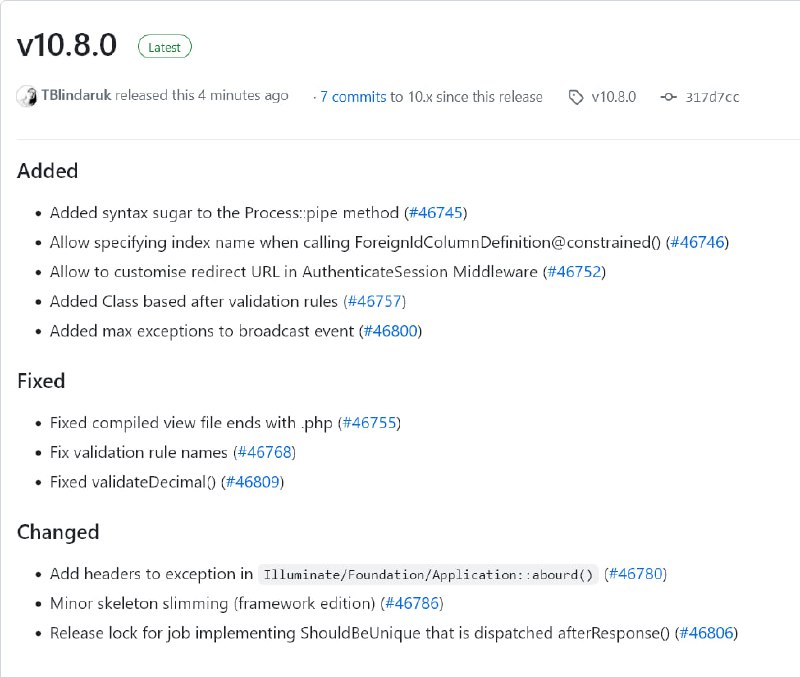 Релиз Laravel 10.8