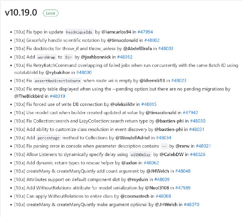 Релиз Laravel 10.19