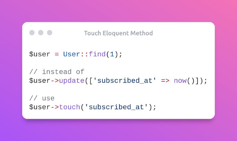 Для обновления временной метки модели можно использовать touch вместо update