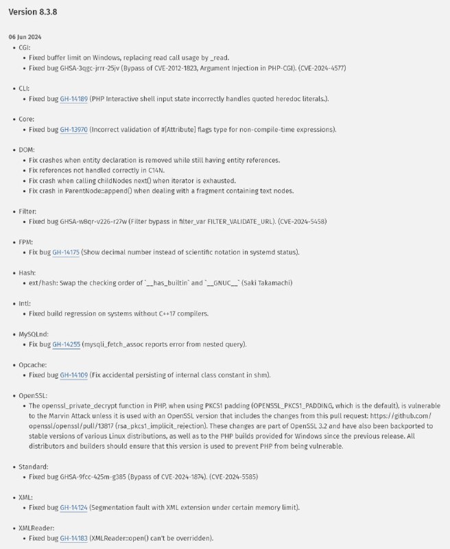 Релиз PHP 8.3.8, 8.2.20 и 8.1.29