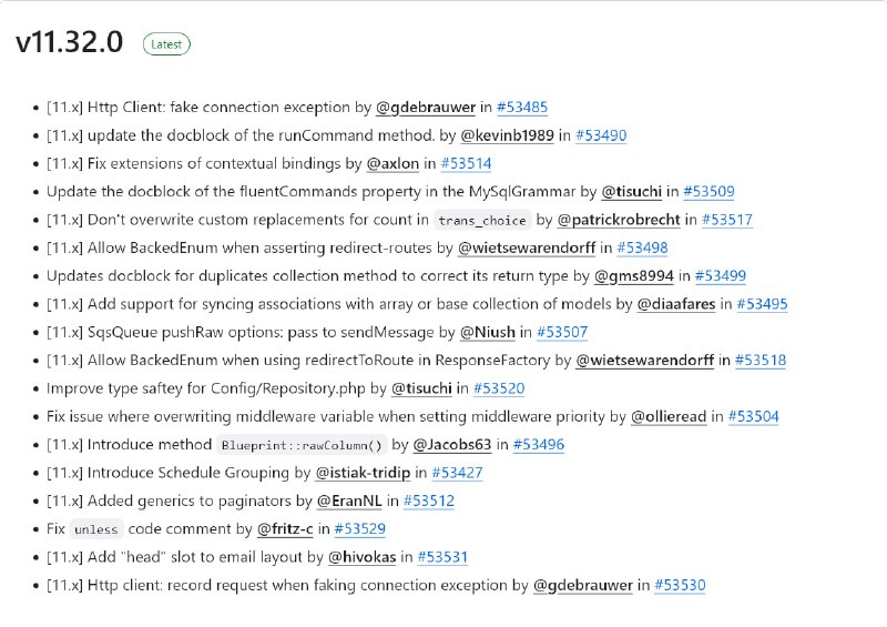 Релиз Laravel 11.32
