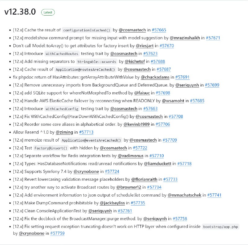 Релиз Laravel 12.38