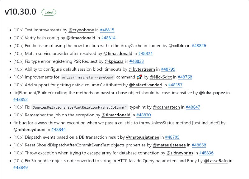 Релиз Laravel 10.30
