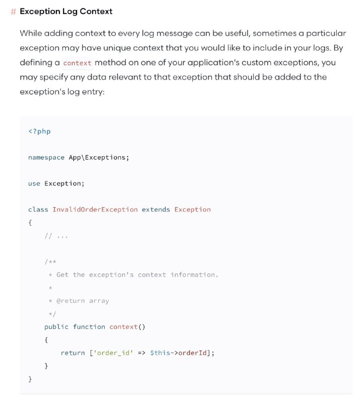 Новое в Laravel 8.30Добавление контекста кастомных исключений
