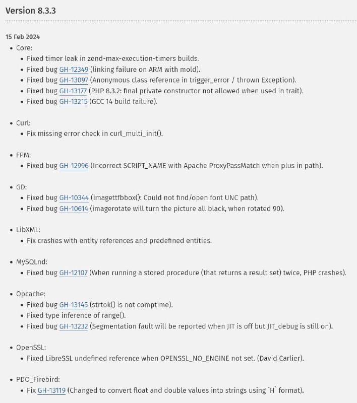 Релизы PHP 8.3.3 и 8.2.16