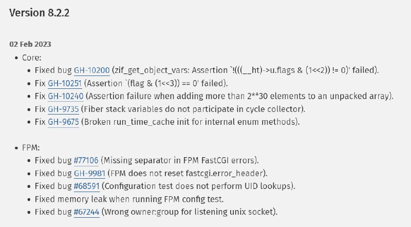 Релиз PHP 8.2.2