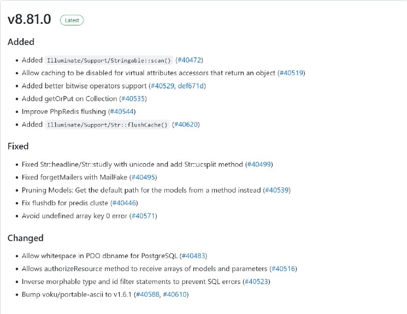 Релиз Laravel 8.81