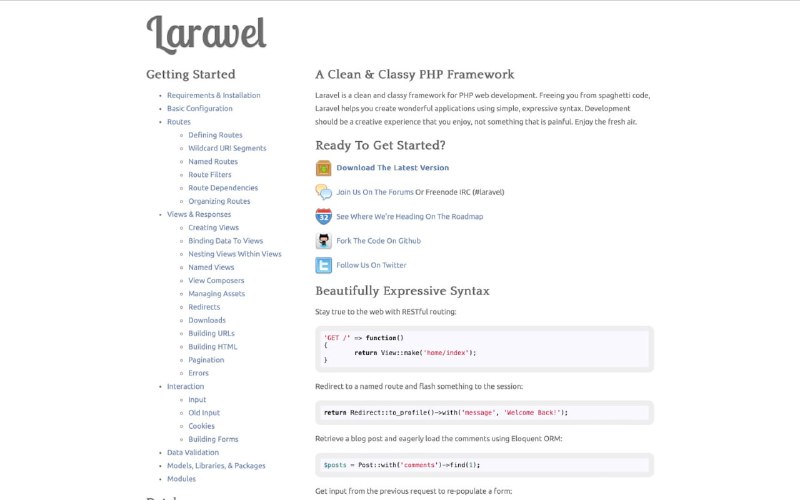 Полная история версий Laravel