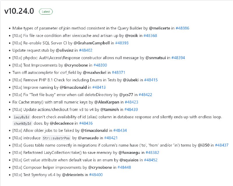 Релиз Laravel 10.24