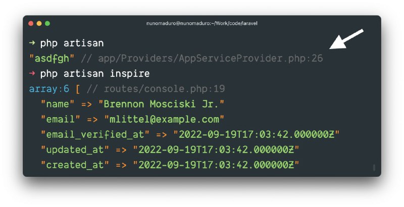 В Laravel 9.31 команда dd теперь показывает откуда она была вызвана.