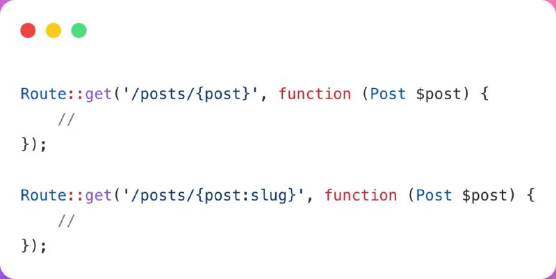 Laravel позволяет получать записи в маршрутах не только по первичному ключу, но и по любому полю модели.
