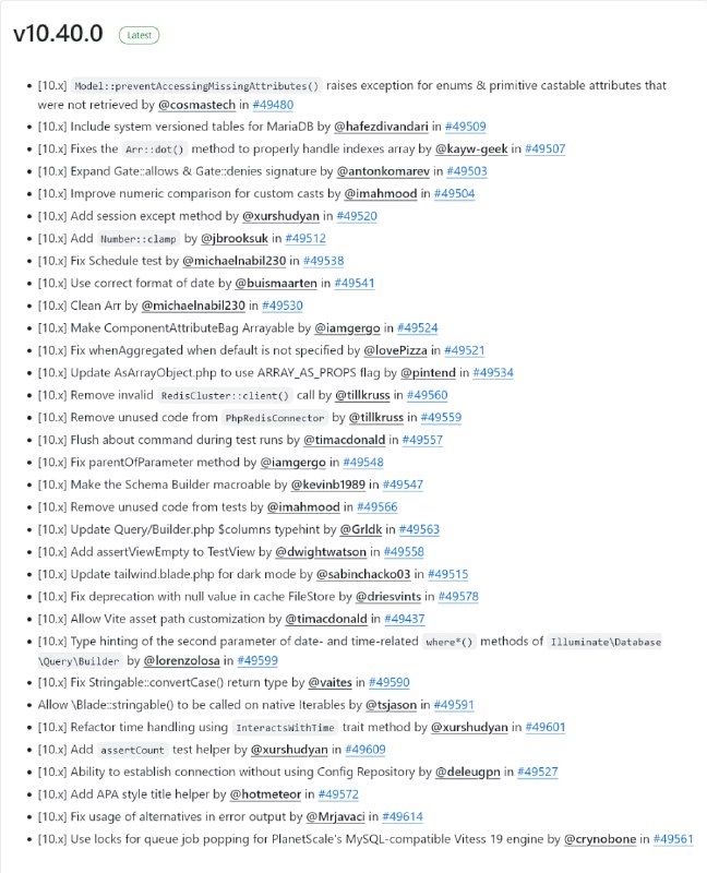 Релиз Laravel 10.40