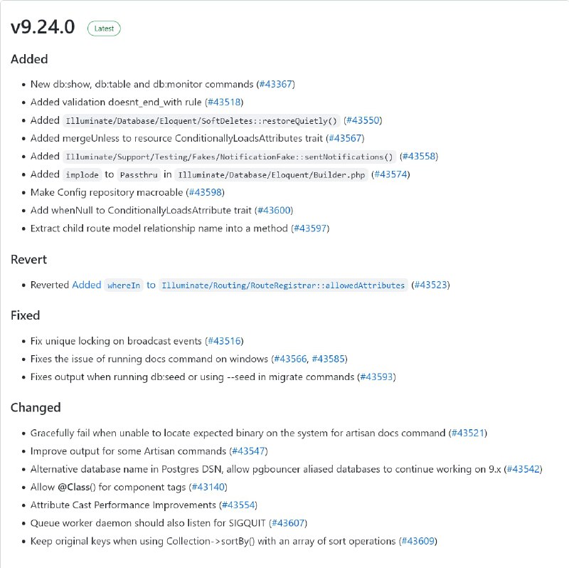Релиз Laravel 9.24